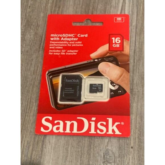 SanDisk Standard 16GB microSDHC Memory Card with adapter - Picture 1 of 1